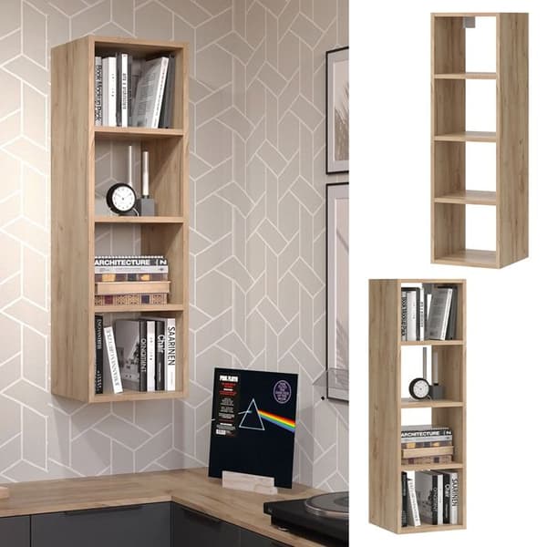 Wido vägghylla, 30 x 100 cm med 4 öppna hyllor, antracit, Vicco