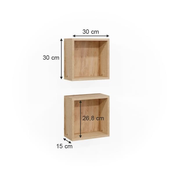 Rudi hylla, 30 x 30 cm Set om 2, Brun, Vicco