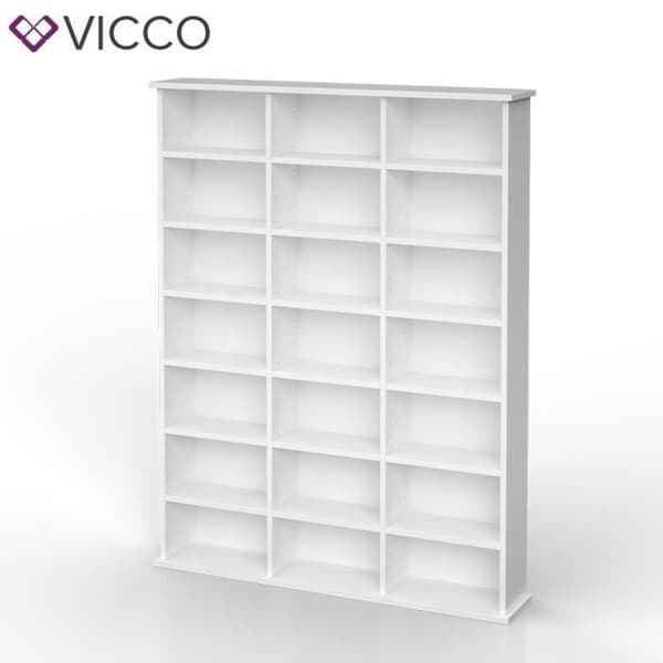 Vicco vägghylla för CD och DVD Fristående hylla Mediahylla Vägghylla Bokhylla vit