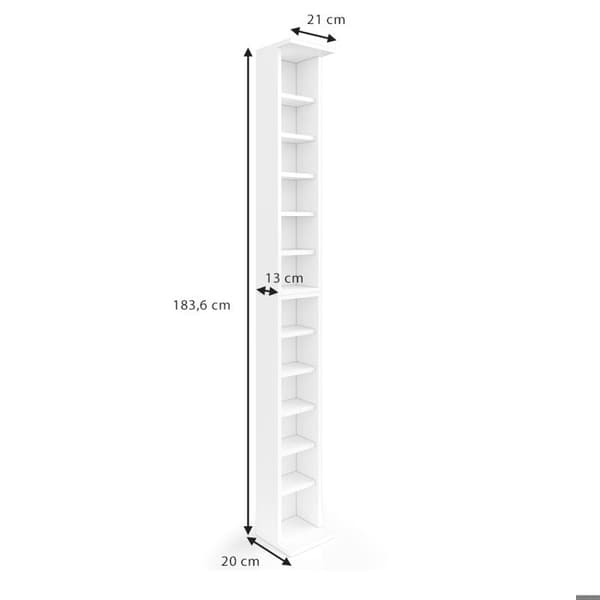 Vicco CD-hylla, Vit, 21 x 183,6 cm Set med 2 st