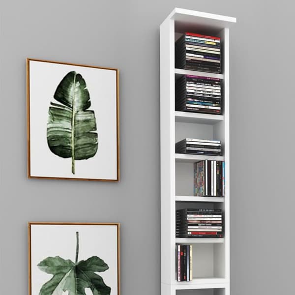 Vicco CD-hylla, Vit, 21 x 183,6 cm Set med 2 st