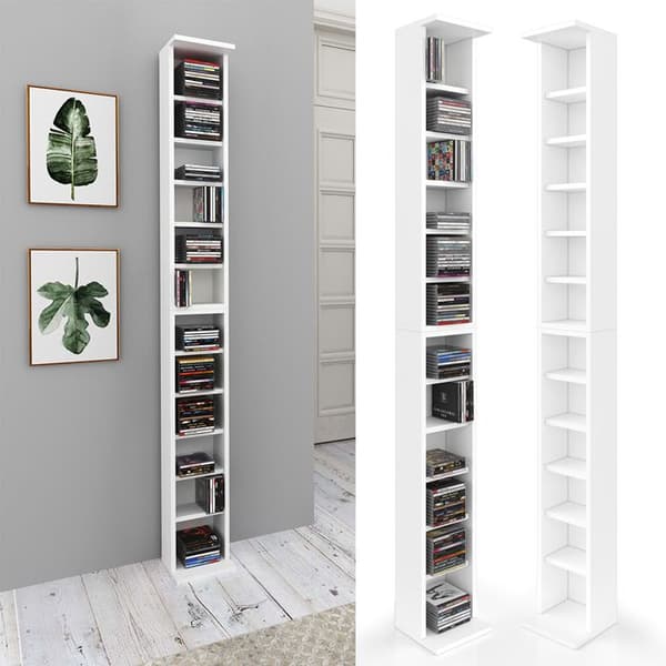 Vicco CD-hylla, Vit, 21 x 183,6 cm Set med 2 st