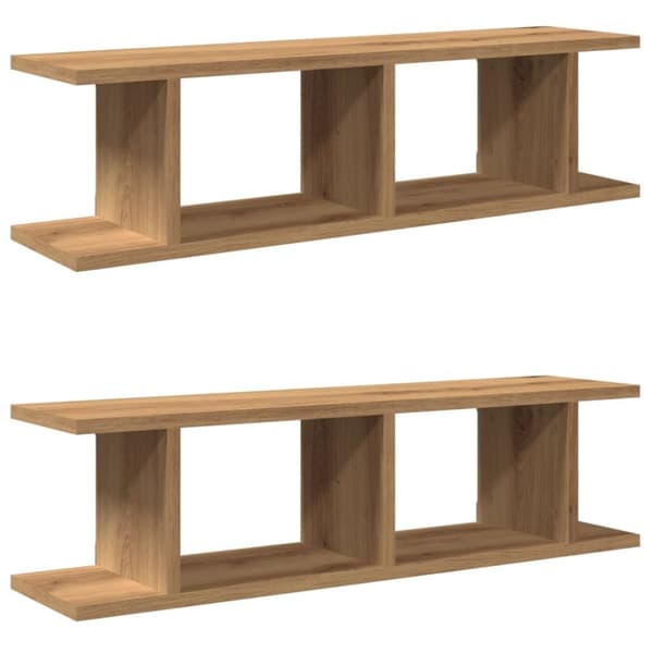 vidaXL Vegghyller 2 stk artisan eik 90x18x20 cm konstruert tre