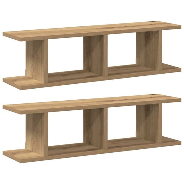 vidaXL Vegghyller 2 stk artisan eik 75x18x20 cm konstruert tre