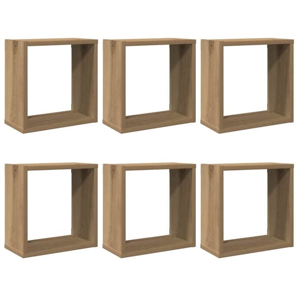 vidaXL Wall Cube Hyllyt 6 kpl käsityöläinen tammi tekninen puu