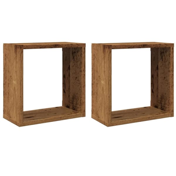 vidaXL Vegghyller kube 2 stk gammelt tre 30x15x30 cm konstruert tre