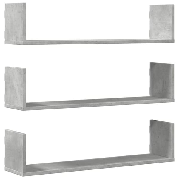 vidaXL Vegghyller 3 stk betonggrå 80x18x18 cm sponplate