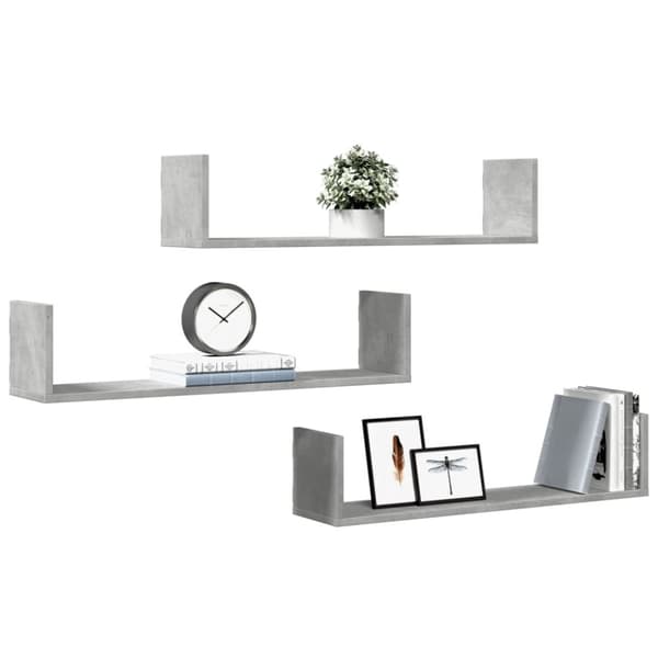 vidaXL Vegghyller 3 stk betonggrå 80x18x18 cm sponplate