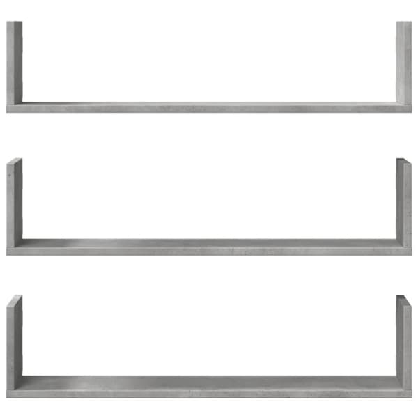 vidaXL Vegghyller 3 stk betonggrå 80x18x18 cm sponplate