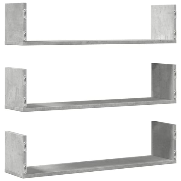 vidaXL Vegghyller 3 stk betonggrå 80x18x18 cm sponplate
