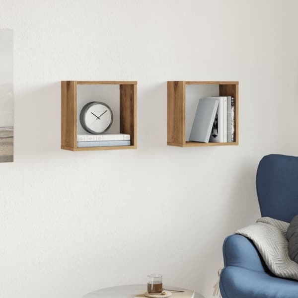 vidaXL Vägghylla kubformad 2 st artisan ek 30x15x30 cm konstruerat trä