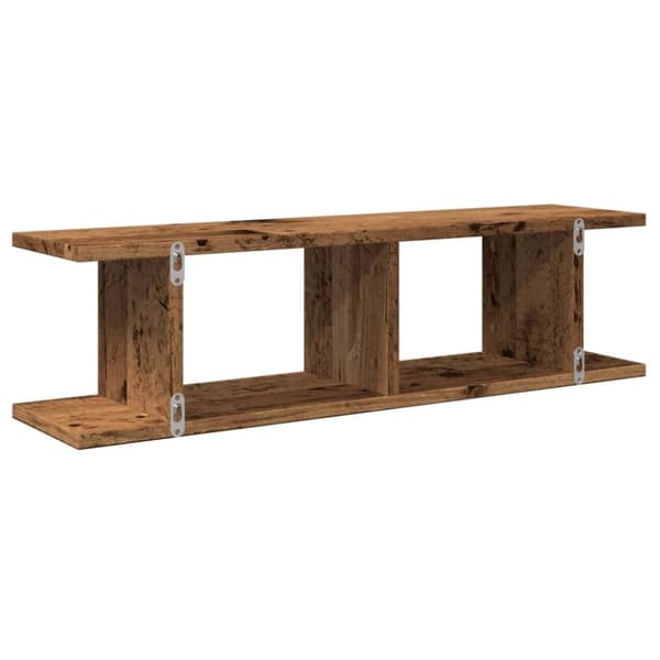 vidaXL væghængte 2 stk. 75x18x20 cm konstrueret træ antikt træ