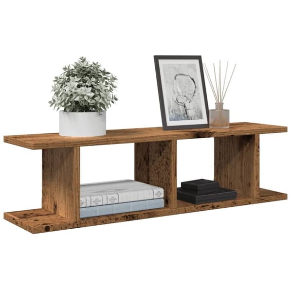 vidaXL væghængte 2 stk. 75x18x20 cm konstrueret træ antikt træ