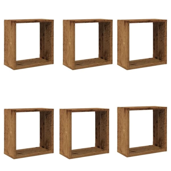 vidaXL Vegghyller kube 6 stk gammelt tre 30x15x30 cm konstruert tre