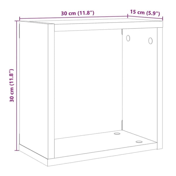 vidaXL Vegghyller kube 6 stk gammelt tre 30x15x30 cm konstruert tre