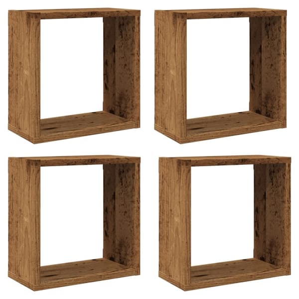 vidaXL Seinäkuutiohyllyt 4 kpl vanhaa puuta 30x15x30cm teknillinen puu