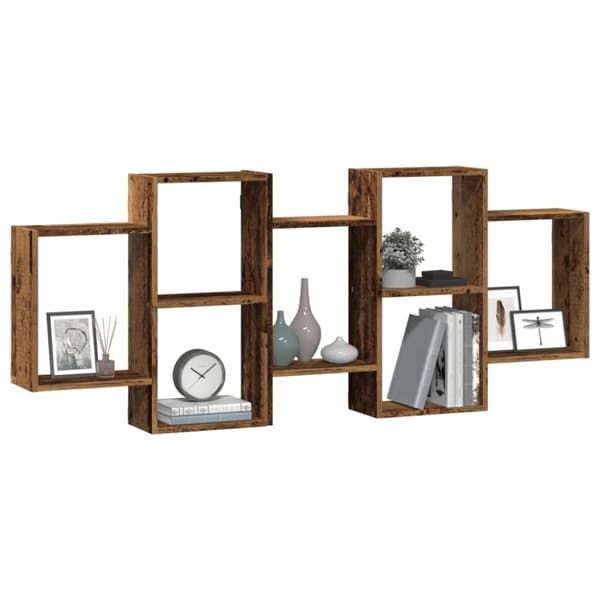 vidaXL væghylde 159x18x65 cm konstrueret træ gammelt træ-look