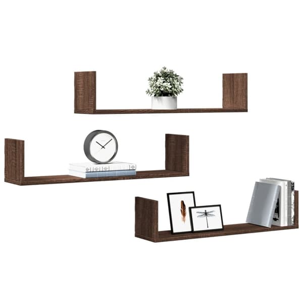 vidaXL Seinähyllyt 3 kpl ruskea tammi 80x18x18 cm tekninen puu