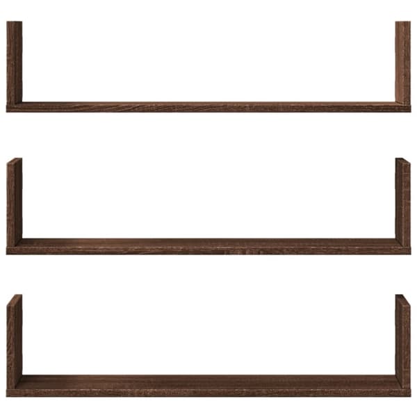 vidaXL Seinähyllyt 3 kpl ruskea tammi 80x18x18 cm tekninen puu