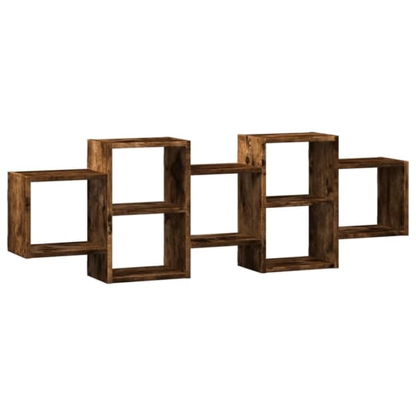 vidaXL Vegghylle røkt eik 129x18x42 cm konstruert tre