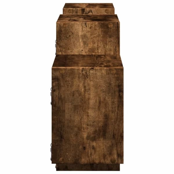 vidaXL Vegghylle røkt eik 129x18x42 cm konstruert tre