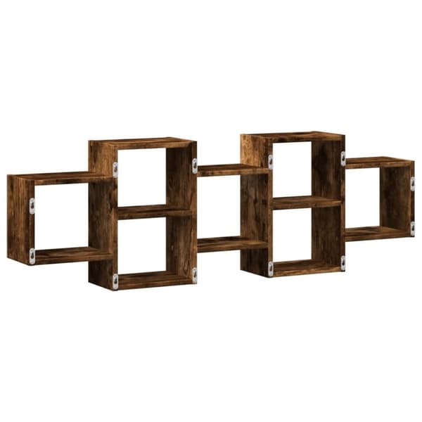 vidaXL Vegghylle røkt eik 129x18x42 cm konstruert tre