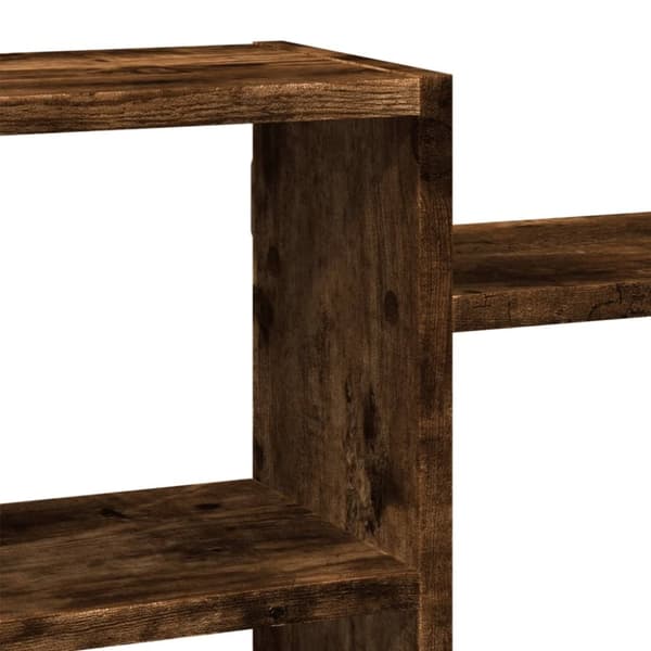 vidaXL Vegghylle røkt eik 129x18x42 cm konstruert tre