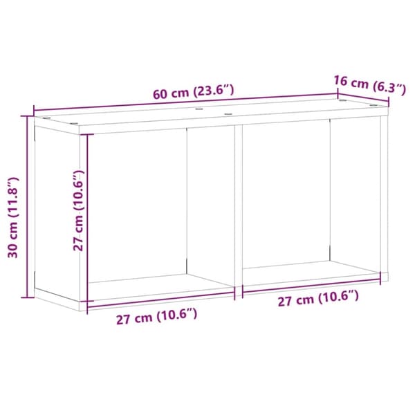 vidaXL vægskab 60x16x30 cm konstrueret træ sonoma-eg