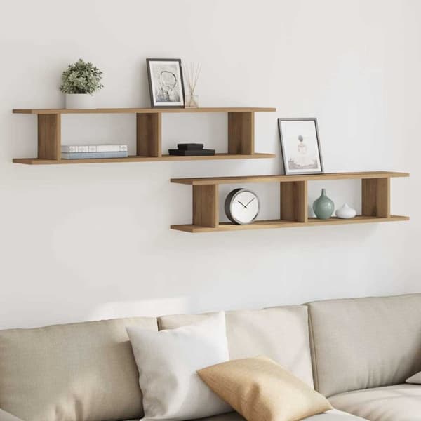 vidaXL Vegghyller 2 stk artisan eik 105x18x20 cm konstruert tre