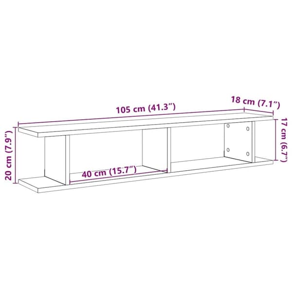 vidaXL Vegghyller 2 stk artisan eik 105x18x20 cm konstruert tre