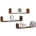 Miniatyrbilde 4 av 11: vidaXL Vegghyller 3 stk røkt eik 80x18x18 cm konstruert tre