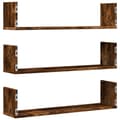 Miniatyrbilde 7 av 11: vidaXL Vegghyller 3 stk røkt eik 80x18x18 cm konstruert tre