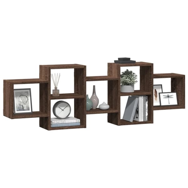 vidaXL Vegghylle brun eik 129x18x42 cm konstruert tre
