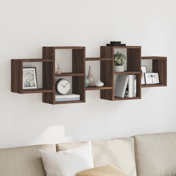 vidaXL Vegghylle brun eik 129x18x42 cm konstruert tre