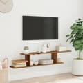 Miniatyrbilde 4 av 10: vidaXL Veggmontert TV-hylle gammelt tre 125x18x23 cm konstruert tre