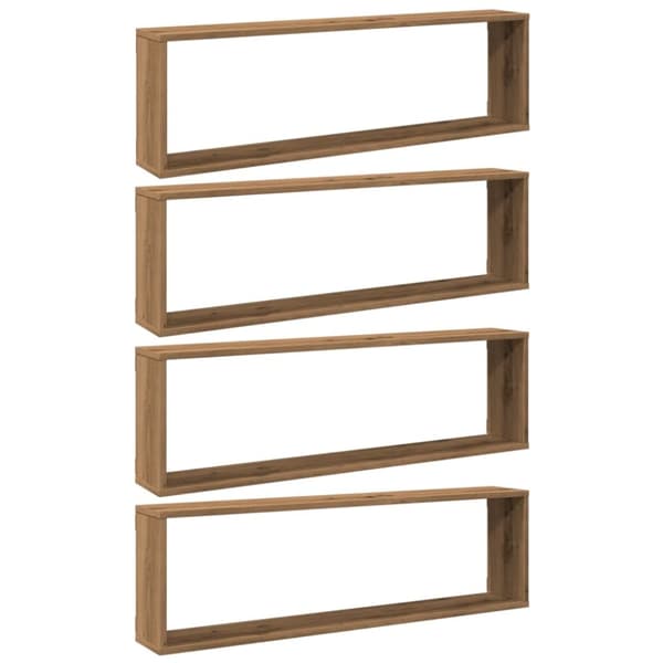 vidaXL Vegghyller kube 4 stk artisan eik 100x15x30 cm konstruert tre
