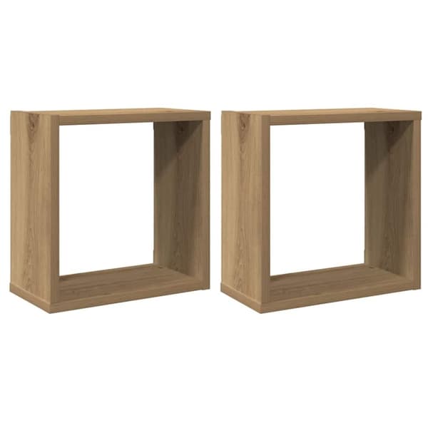 vidaXL væghylder 2 stk. 30x15x30 cm kubeformet konstrueret træ kunsteg