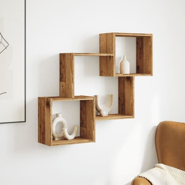 vidaXL vægskab 78x18x71 cm konstrueret træ antikt træ