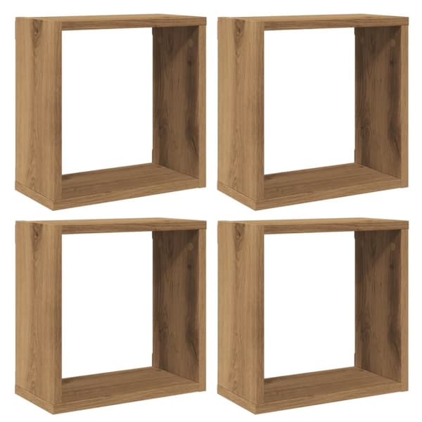 vidaXL Vegghyller kube 4 stk artisan eik 30x15x30 cm konstruert tre