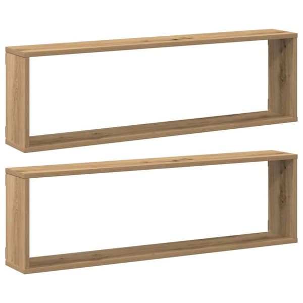 vidaXL Vegghyller kube 2 stk artisan eik 100x15x30 cm konstruert tre