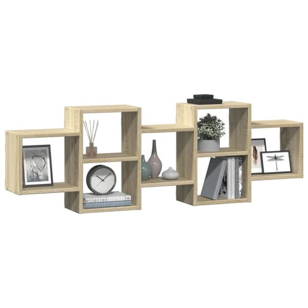 vidaXL Vegghylle sonoma eik 129x18x42 cm konstruert tre
