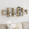Miniatyrbilde 2 av 11: vidaXL Vegghylle sonoma eik 129x18x42 cm konstruert tre
