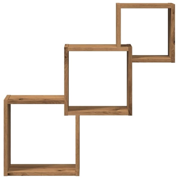 vidaXL væghylder 68x15x68 cm kubeformet konstrueret træ kunsteg