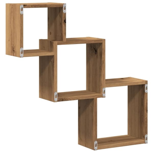 vidaXL væghylder 68x15x68 cm kubeformet konstrueret træ kunsteg