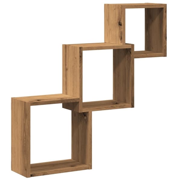 vidaXL væghylder 68x15x68 cm kubeformet konstrueret træ kunsteg
