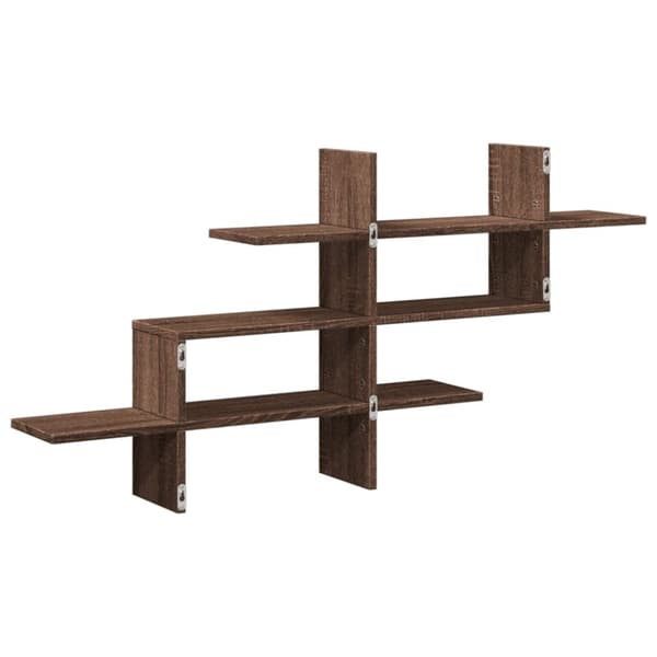 vidaXL Vegghylle brun eik 124,5x18x60,5 cm konstruert tre