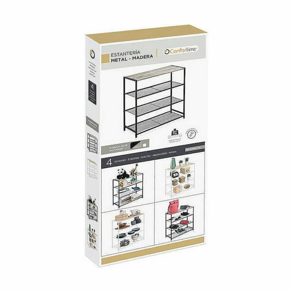 Hylder Confortime Sort Metal 60 x 30 x 63,5 cm (3 enheder)