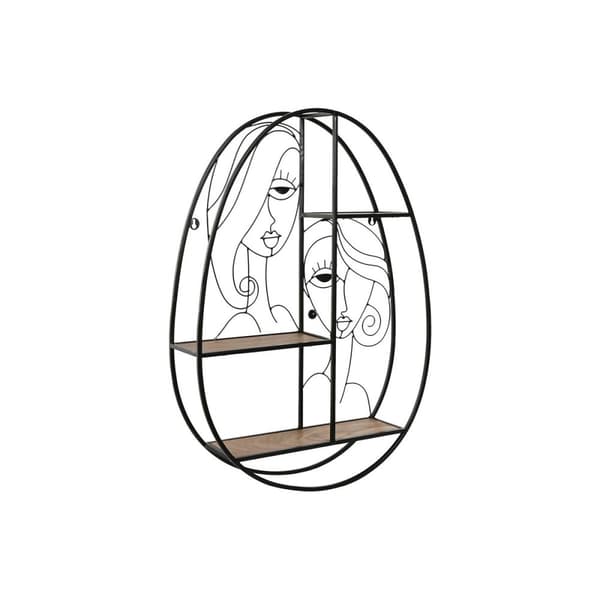 Hylder Home ESPRIT Sort Natur Metal Træ MDF 53 x 12,2 x 72 cm Væg