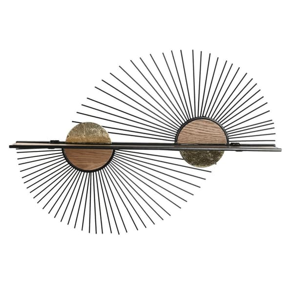 Bokhylla Home ESPRIT Svart Naturell Metall Trä MDF 70 x 12 x 51 cm Vägg