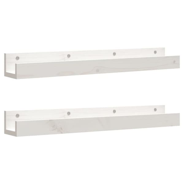 Väggskåp 2 st vit 80x12x9 cm massiv furu
